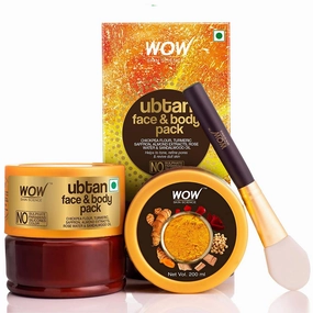 WOW Skin Science Ubtan Face & Body Pack with Chickpea Flour, Almond Shell Powder, Safron & Turmeric Extracts, Rose Water & Sandalwood Oil - No Sulphate, Parabens, Silicones & Color - 200 mL