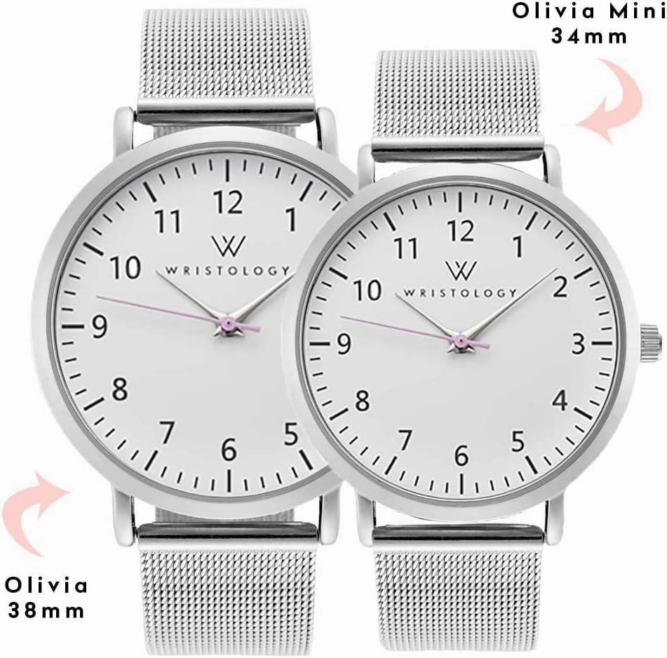 Wristology 19 Options - Maxi Numbers Watch, Silicone Band - Interchangeable Silicone Strap - Easy to Read Analog Face with Second Hand for Women, Men, Nurses, Teachers, Seniors, EMT Olivia