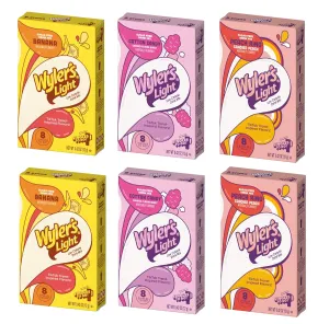 Wyler's Light Variety Pack - Pack of 6-2 Banana - 2 Cotton Candy - 2 Peach Ring - Singles To Go Powdered Drink Mix - Low Calorie - Zero Sugar