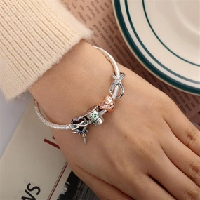 XinYouZhi S925 Sterling Silver Bead Charms for Bracelets with Cubic Zirconia DIY Bead Charms for Jewelry Making Birthday Valentines Day Charms for Women