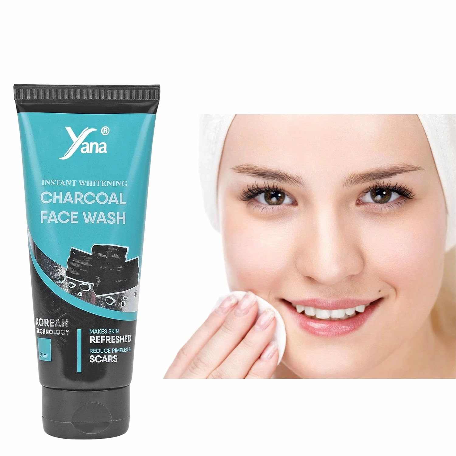 Yana Charcoal Face Wash travel size & Cleanser For dark spots For Women By Korean Technoloy | Charcoal Face Wash Scrub | Side-effect Free