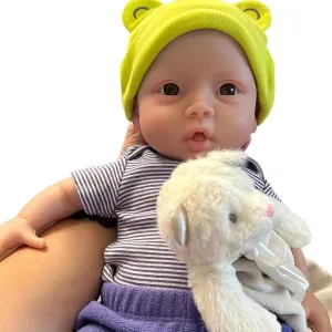 YIQI 18.5 inches Full Silicone Newborn Baby Doll not Vinyl Soft Silicone Baby Lifelike Reborn Doll Present Collectible Washable (Wheaten Color)