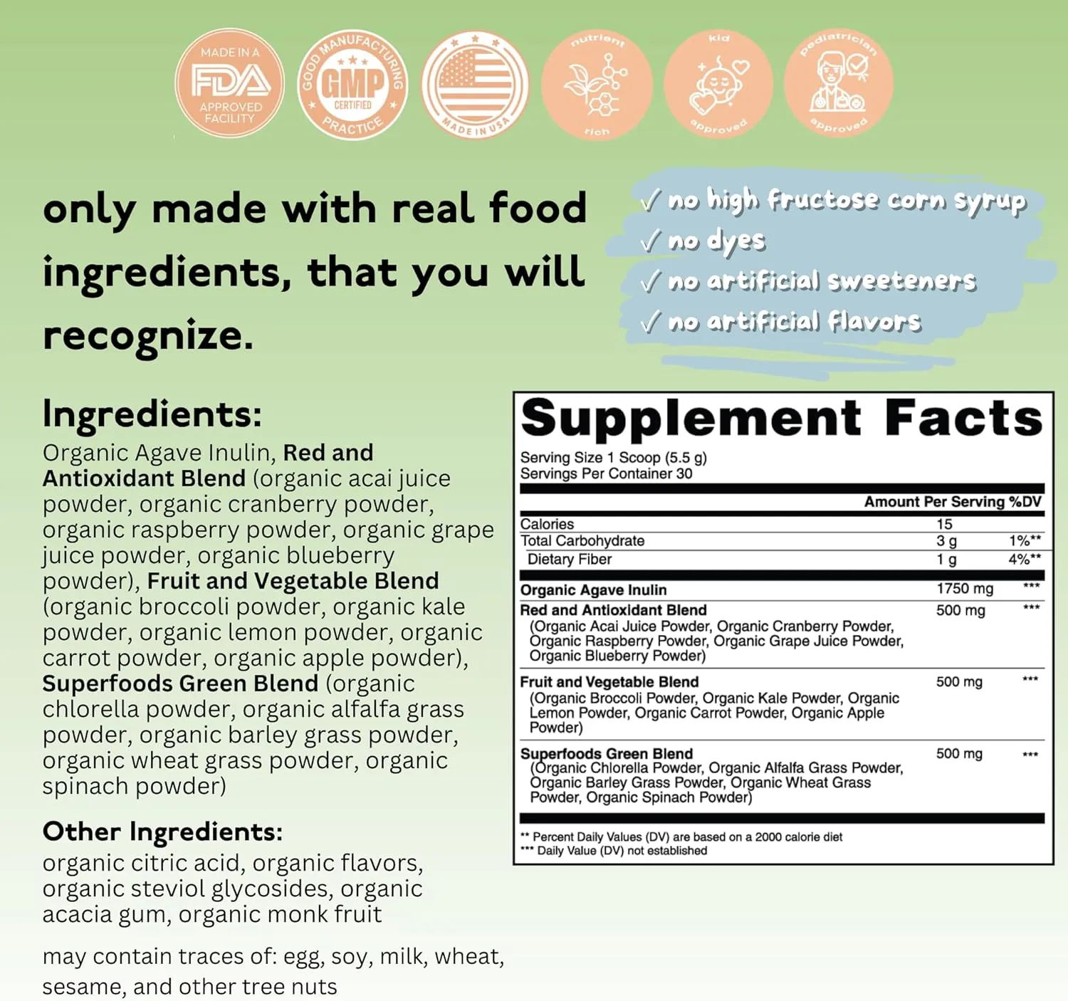Young   Healthy Fit Kids Greens Powder, 30 Servings, Lion Lemonade, Superfood Drink Mix With Fiber for Digestive Health, Organic Fruits & Vegetables, Antioxidants, Real Food Ingredients, Ages 2 