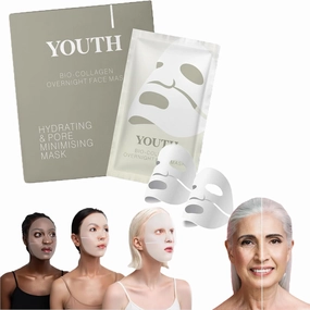 Youth Bio-Collagen Overnight Face Mask - Youth Overnight Face Mask, Youth Skin Hydrogel Collagen Mask, Korean Glass Skin Youth Masks Skincare, Wake up to Flawless, Glass-Like Skin (8Pcs)