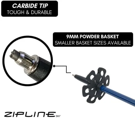 Zipline Blurr 16.0 Graphite Composite Downhill Ski Poles - Lightweight, Durable, Freeride All-Mountain, Ergonomic Grip, Ideal for All-Mountain Skiing - Choice of Gold Medalist David Wise
