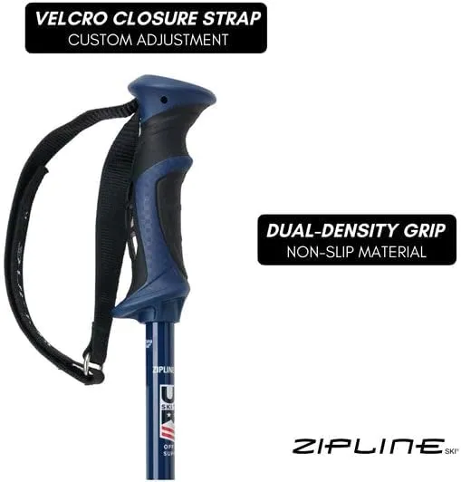 Zipline Blurr 16.0 Graphite Composite Downhill Ski Poles - Lightweight, Durable, Freeride All-Mountain, Ergonomic Grip, Ideal for All-Mountain Skiing - Choice of Gold Medalist David Wise