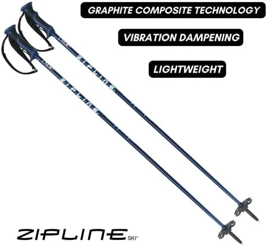 Zipline Blurr 16.0 Graphite Composite Downhill Ski Poles - Lightweight, Durable, Freeride All-Mountain, Ergonomic Grip, Ideal for All-Mountain Skiing - Choice of Gold Medalist David Wise